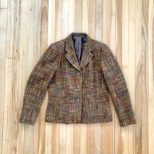 LIZ CLAIBORNE Petite Wol Blend Blazer Jacket Beige Women